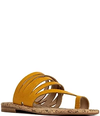 Donald Pliner Hazie Leather Strappy Toe Ring Flat Sandals
