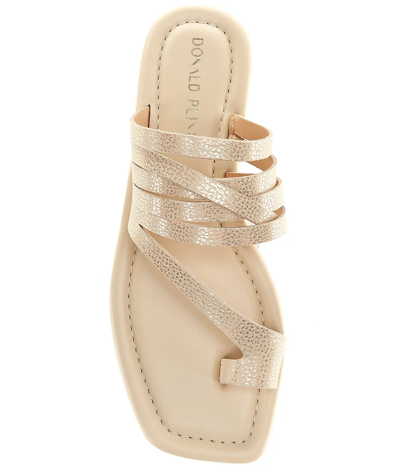 Donald Pliner Hazie Metallic Tumbled Leather Toe Ring Sandals