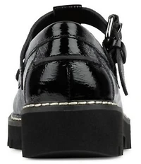 Donald Pliner Helaina Crinkle Patent Leather T-Strap Lugged Loafers