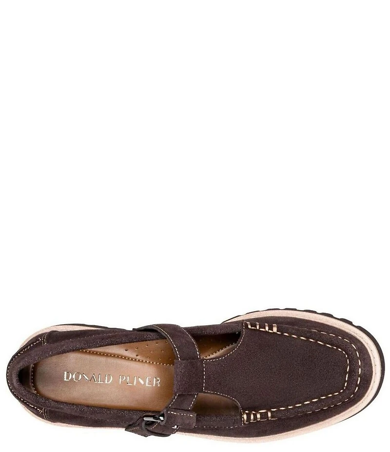 Donald Pliner Helaina Suede T-Strap Lugged Loafers