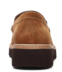 Donald Pliner Helio Suede Bit Buckle Detail Lug Sole Platform Loafers