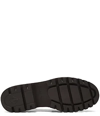 Donald Pliner Helio Suede Bit Buckle Detail Lug Sole Platform Loafers