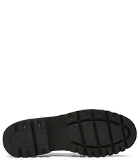 Donald Pliner Helio Suede and Patent Bit Buckle Lug Sole Platform Loafers
