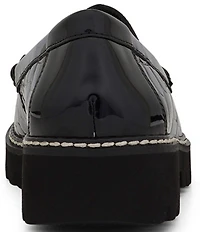 Donald Pliner Hope Crocodile Embossed Patent Leather Lug Sole Platform Loafers