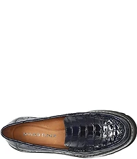 Donald Pliner Hope Crocodile Embossed Patent Leather Lug Sole Platform Loafers