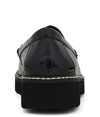 Donald Pliner Hope Crocodile Embossed Patent Leather Lug Sole Platform Loafers