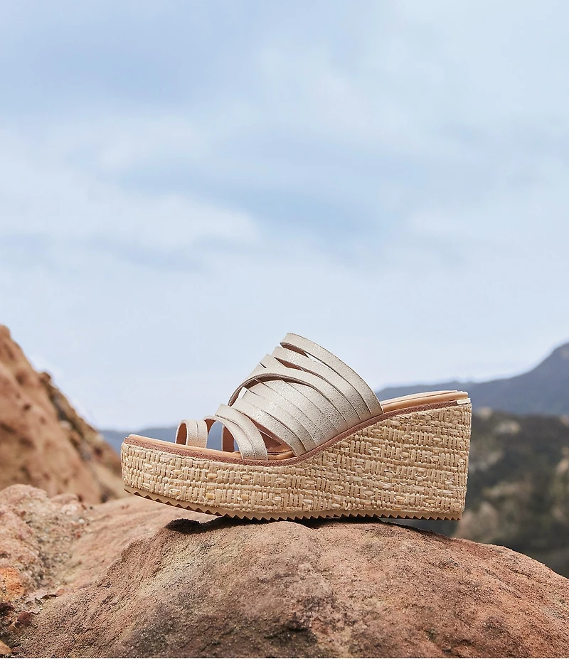 Donald Pliner Ithaca Suede Platform Wedge Toe Ring Sandals