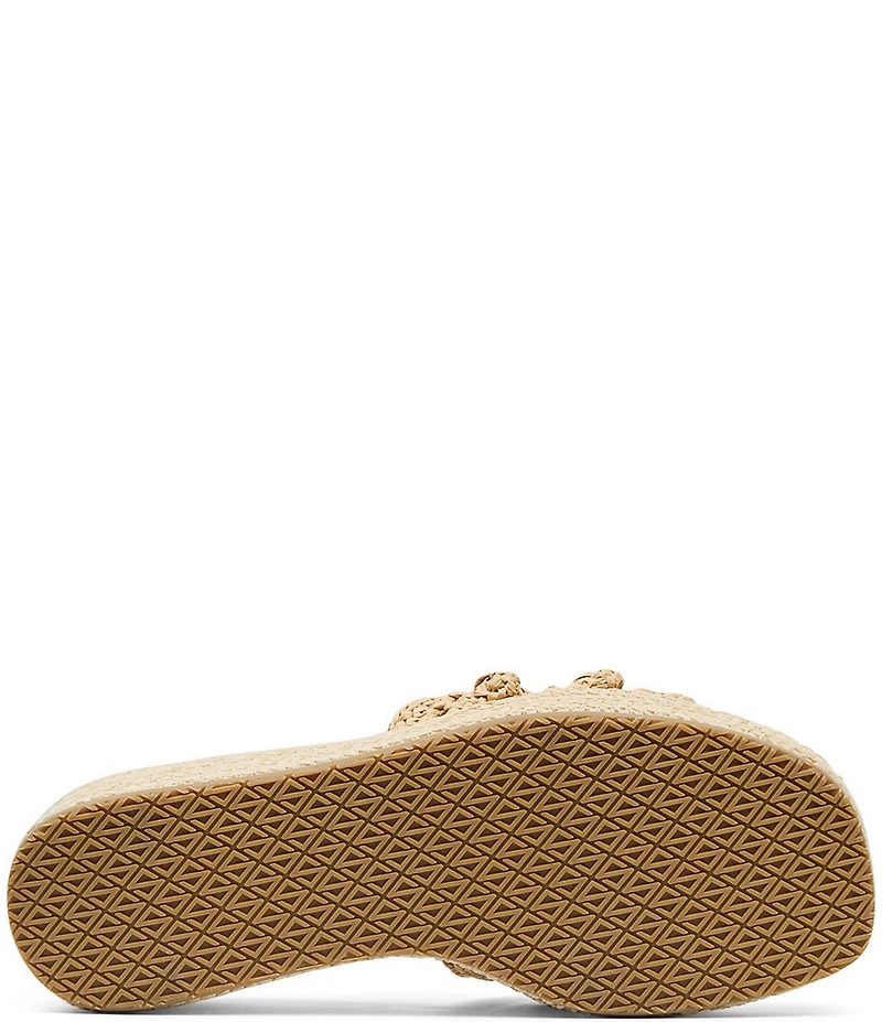 Donald Pliner Jakkir Raffia Macrame Platform Wedge Slide Sandals