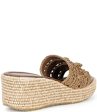 Donald Pliner Jakkir Raffia Macrame Platform Wedge Slide Sandals