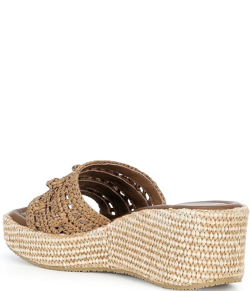 Donald Pliner Jakkir Raffia Macrame Platform Wedge Slide Sandals