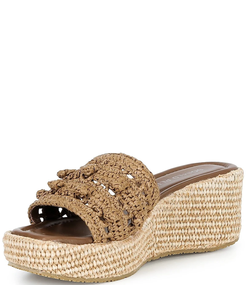 Donald Pliner Jakkir Raffia Macrame Platform Wedge Slide Sandals