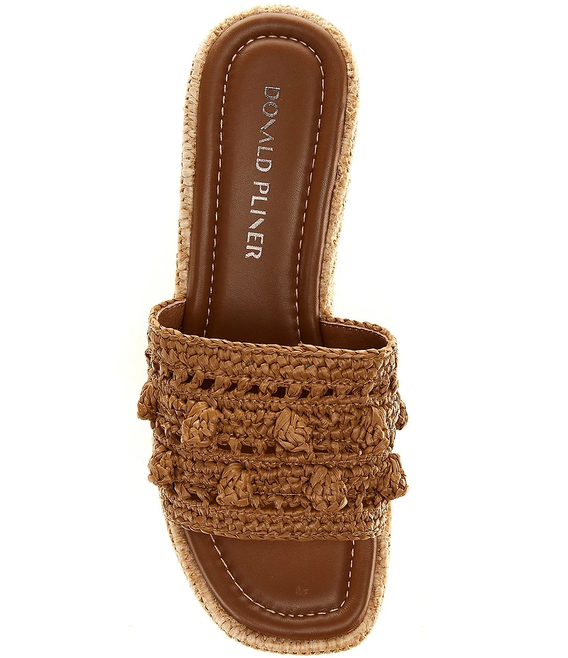 Donald Pliner Jakkir Raffia Macrame Platform Wedge Slide Sandals