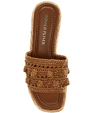 Donald Pliner Jakkir Raffia Macrame Platform Wedge Slide Sandals