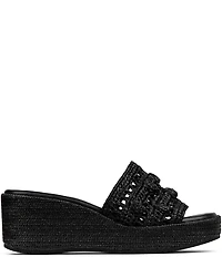 Donald Pliner Jakkir Raffia Macrame Platform Wedge Slide Sandals