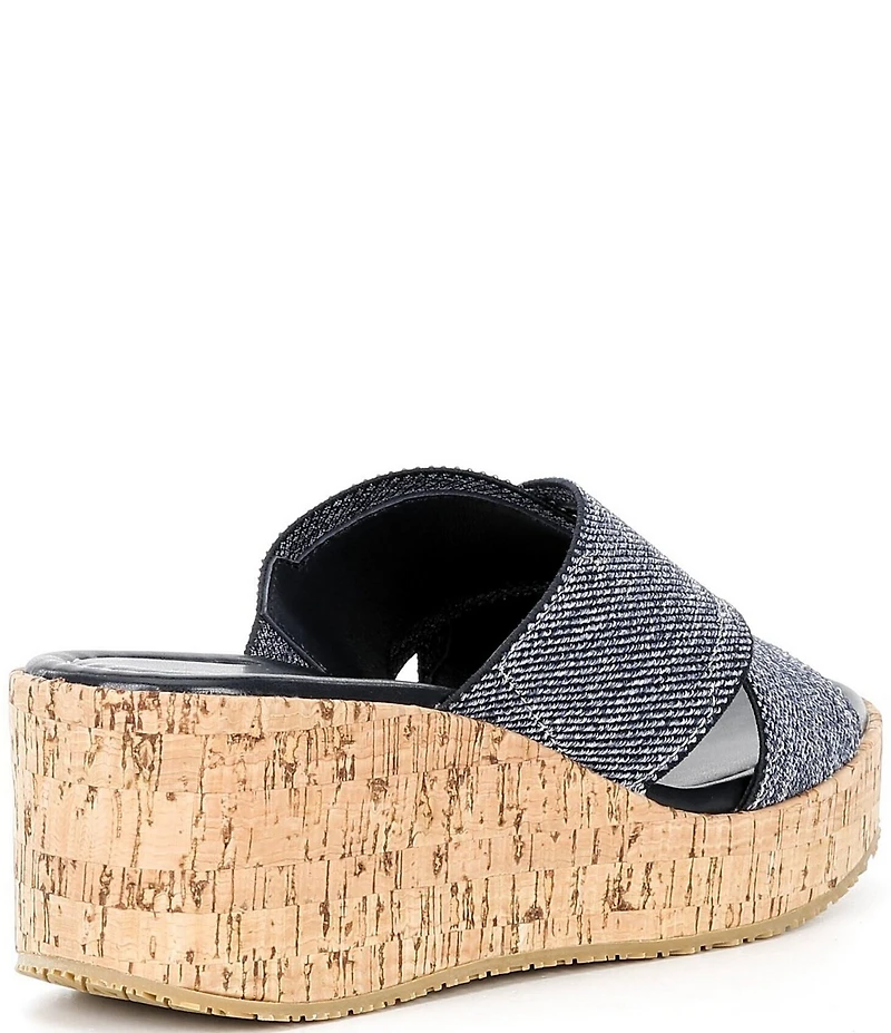 Donald Pliner Jocelyn Criss Cross Denim Slip-On Wedge Sandals