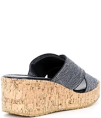 Donald Pliner Jocelyn Criss Cross Denim Slip-On Wedge Sandals