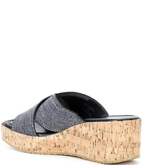 Donald Pliner Jocelyn Criss Cross Denim Slip-On Wedge Sandals