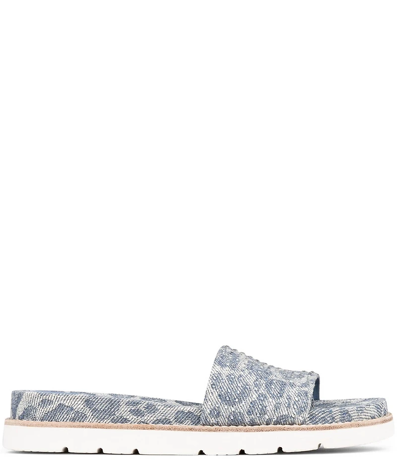 Donald Pliner Joella Crystal Leopard Print Denim Thong Sandals