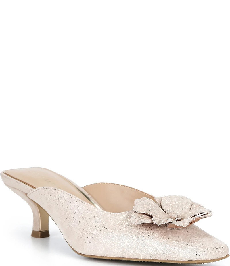 Donald Pliner Kalinna Metallic Leather Floral Mule Pumps