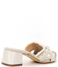 Donald Pliner Kaylan Shell Embellished Cross Banded Slip-On Block Heel Sandals