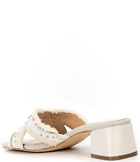 Donald Pliner Kaylan Shell Embellished Cross Banded Slip-On Block Heel Sandals