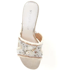 Donald Pliner Kaylan Shell Embellished Cross Banded Slip-On Block Heel Sandals