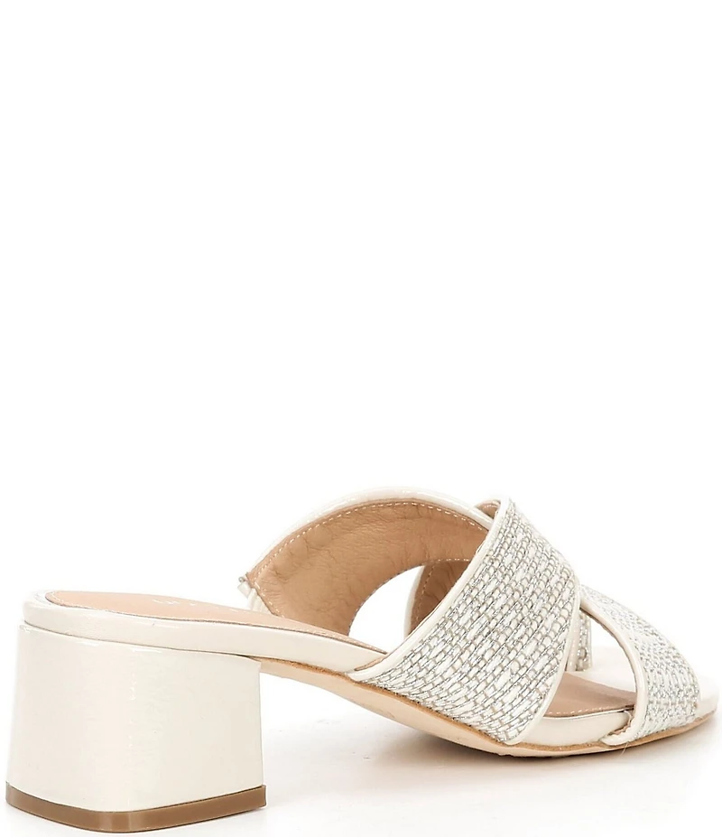 Donald Pliner Keena Metallic Leather Cross Band Toe Ring Block Heel Sandals