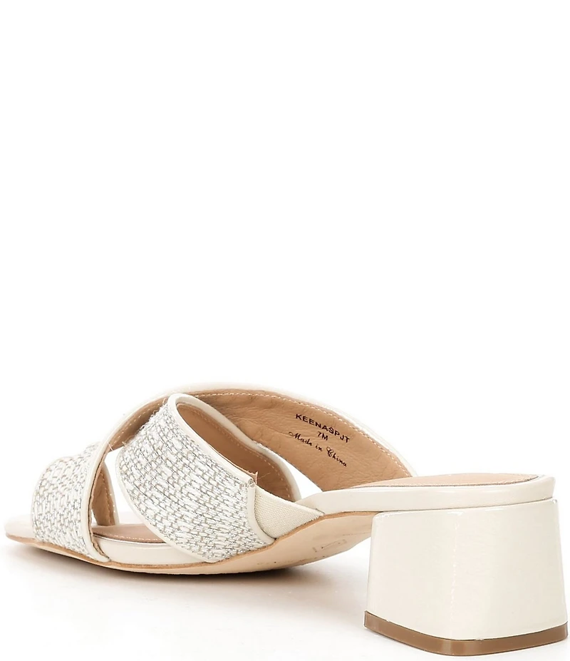 Donald Pliner Keena Metallic Leather Cross Band Toe Ring Block Heel Sandals