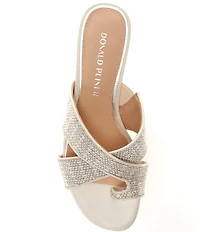 Donald Pliner Keena Metallic Leather Cross Band Toe Ring Block Heel Sandals