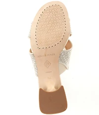 Donald Pliner Keena Metallic Leather Cross Band Toe Ring Block Heel Sandals