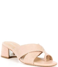 Donald Pliner Kenna Snake Print Leather Toe Loop Slide Sandals