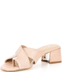 Donald Pliner Kenna Snake Print Leather Toe Loop Slide Sandals