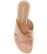 Donald Pliner Kenna Snake Print Leather Toe Loop Slide Sandals