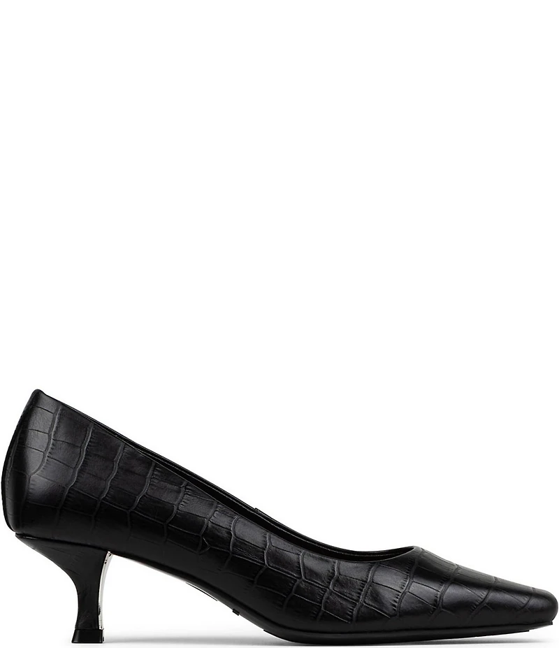 Donald Pliner Kimbra Croco Print Leather Kitten Heel Pumps