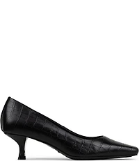 Donald Pliner Kimbra Croco Print Leather Kitten Heel Pumps