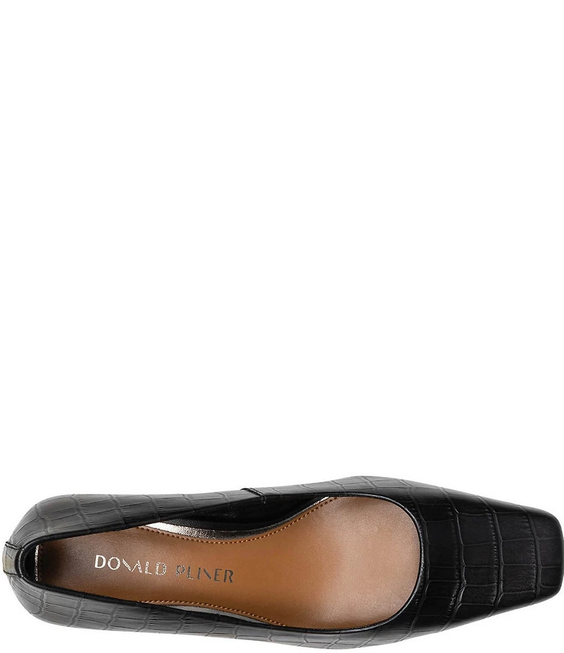 Donald Pliner Kimbra Croco Print Leather Kitten Heel Pumps
