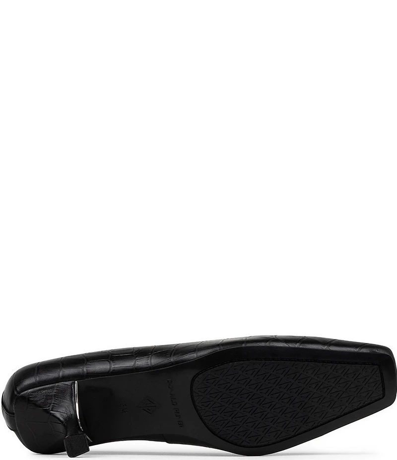 Donald Pliner Kimbra Croco Print Leather Kitten Heel Pumps