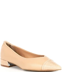Donald Pliner Ladonna Leather Snake Embossed Cap Toe Flats