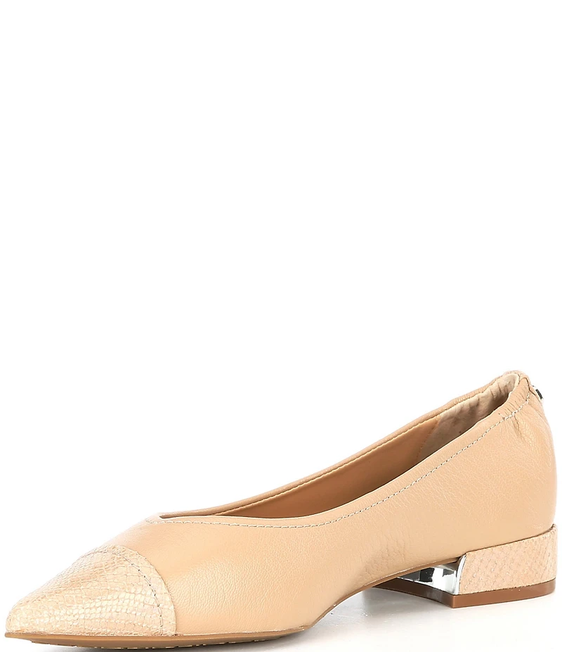 Donald Pliner Ladonna Leather Snake Embossed Cap Toe Flats