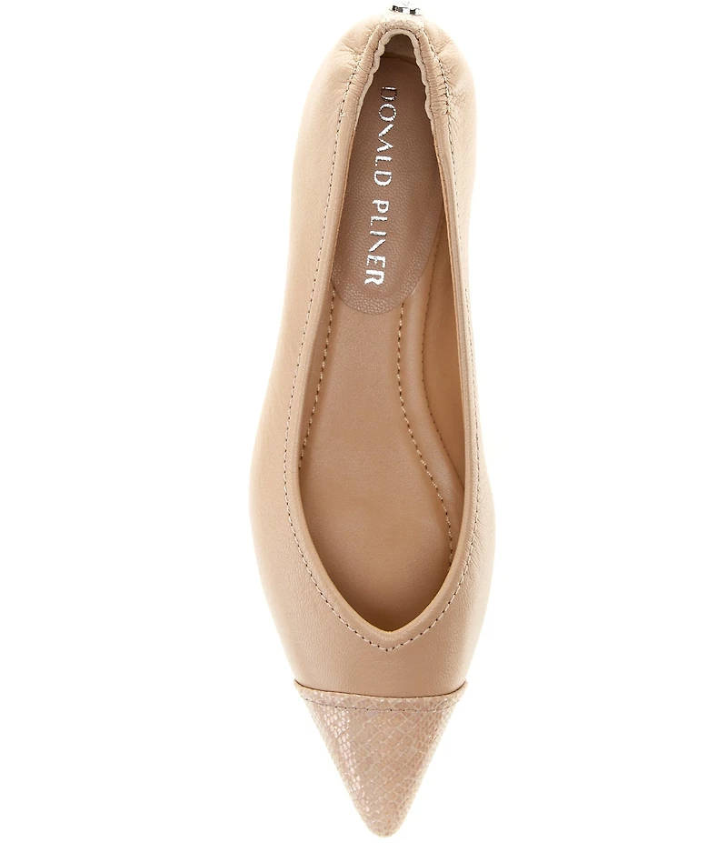 Donald Pliner Ladonna Leather Snake Embossed Cap Toe Flats