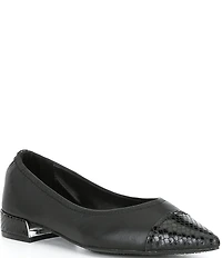 Donald Pliner Ladonna Leather Snake Embossed Cap Toe Flats