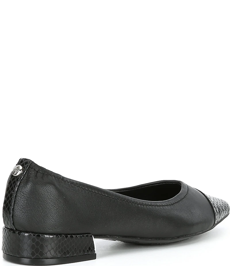 Donald Pliner Ladonna Leather Snake Embossed Cap Toe Flats