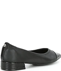 Donald Pliner Ladonna Leather Snake Embossed Cap Toe Flats