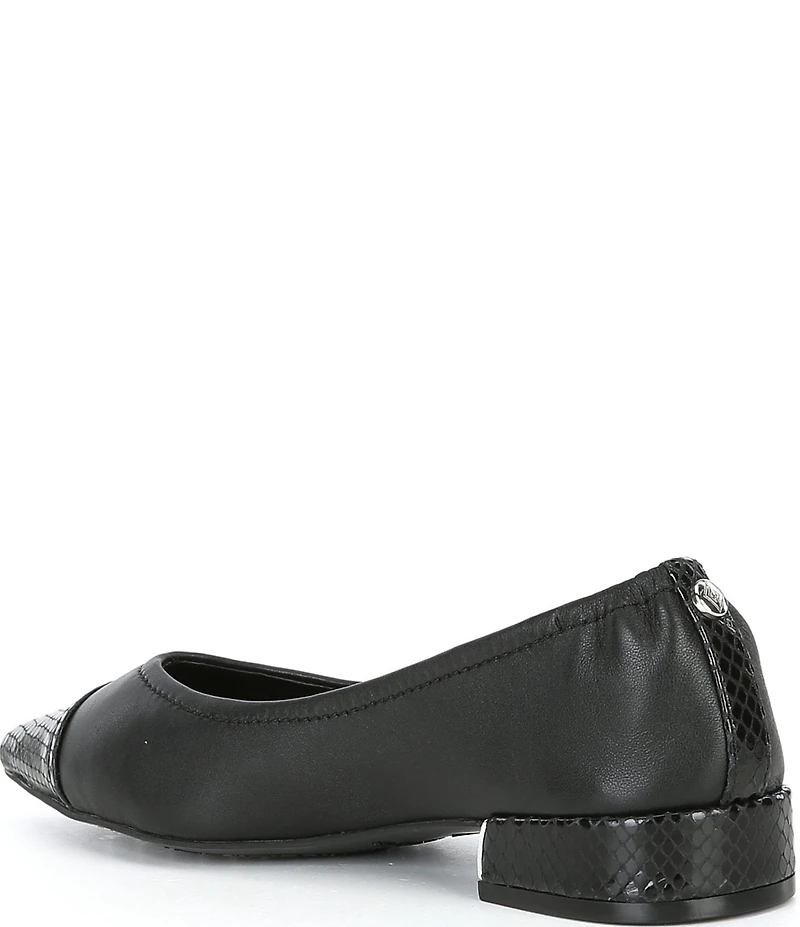 Donald Pliner Ladonna Leather Snake Embossed Cap Toe Flats