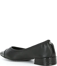 Donald Pliner Ladonna Leather Snake Embossed Cap Toe Flats