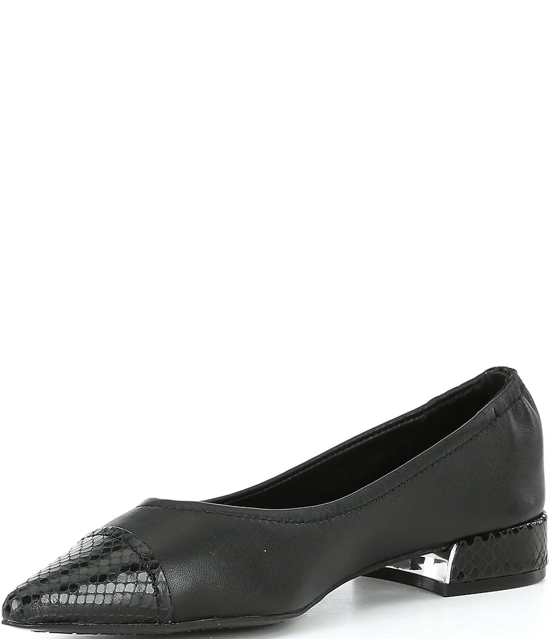 Donald Pliner Ladonna Leather Snake Embossed Cap Toe Flats