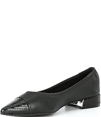 Donald Pliner Ladonna Leather Snake Embossed Cap Toe Flats