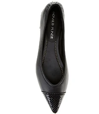 Donald Pliner Ladonna Leather Snake Embossed Cap Toe Flats