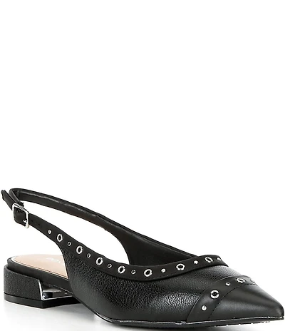 Donald Pliner Lavinah Leather Grommet Hardware Slingback Pumps