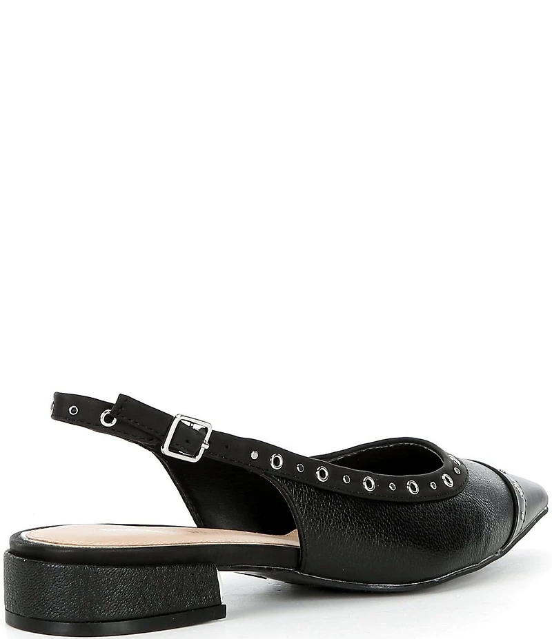 Donald Pliner Lavinah Leather Grommet Hardware Slingback Pumps